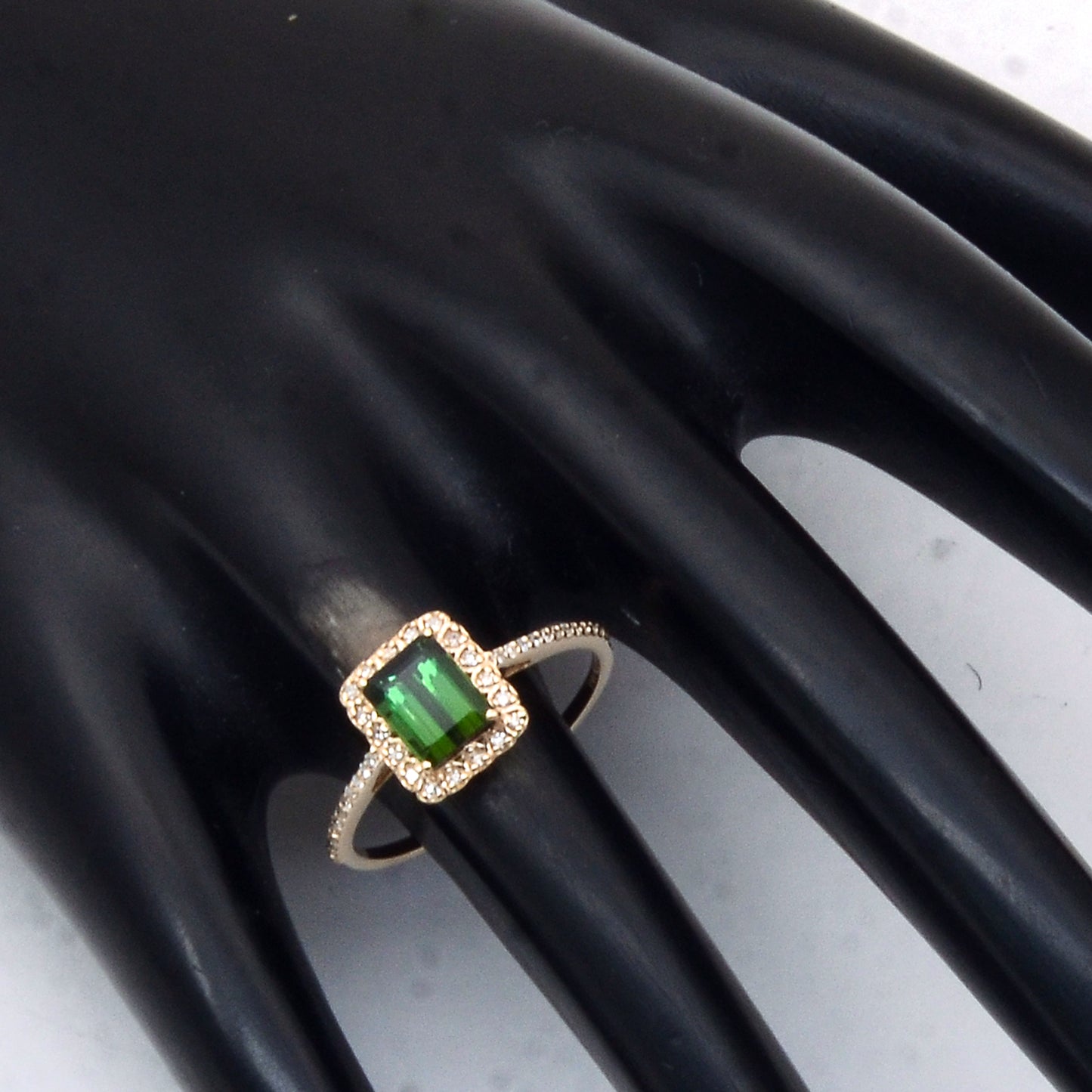 1.35 Ct Octagon Step Cut Natural Tourmaline 14K Gold Ring