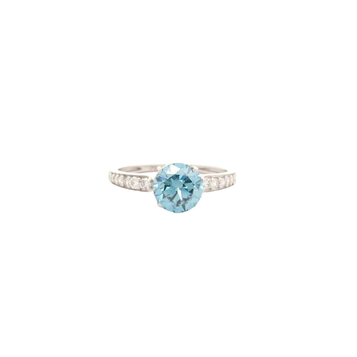 1.74 Carats Blue Lab Grown Diamond 14K Gold Ring