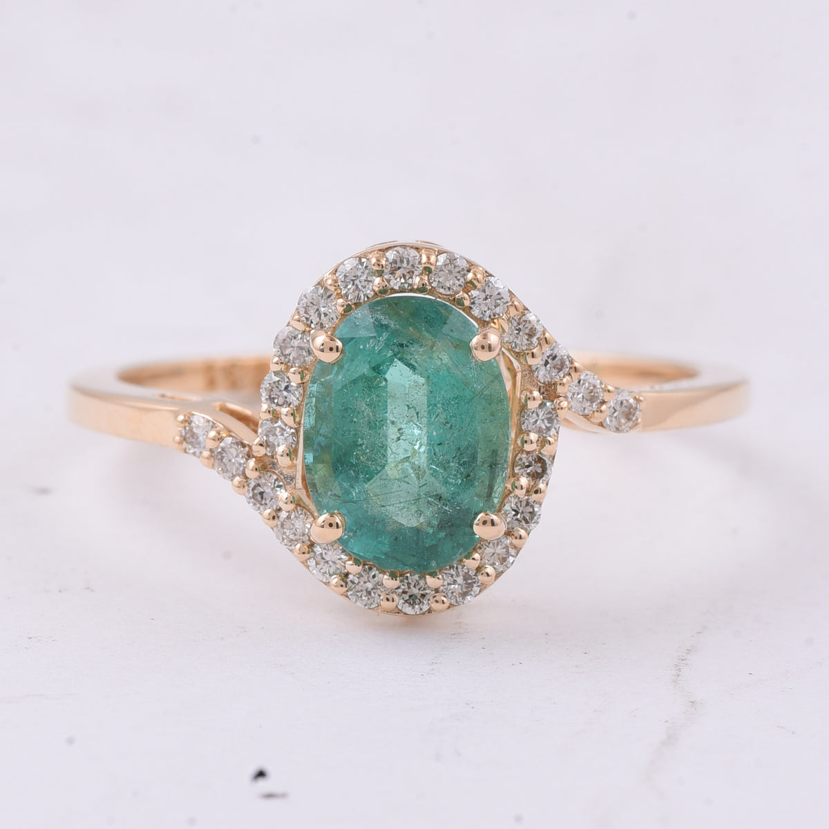 1.28 Ct Oval Natural Emerald 14K Gold Ring
