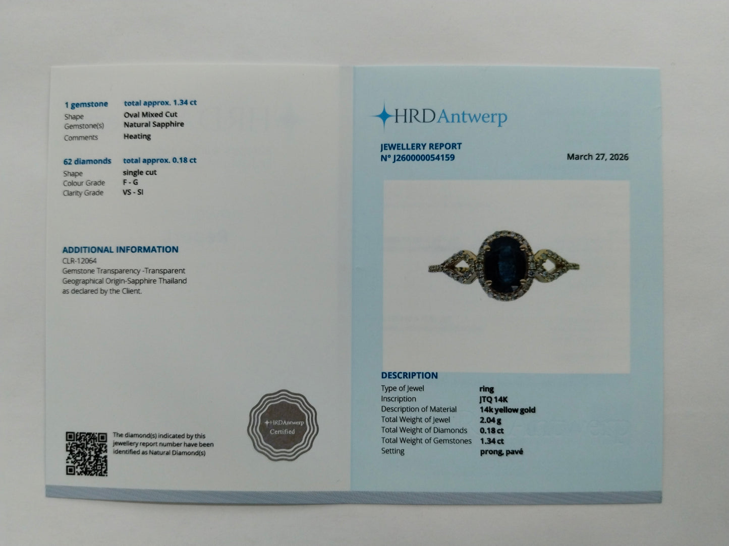 1.52 Ct Oval Mixed Cut Natural Sapphire 14K Gold Ring