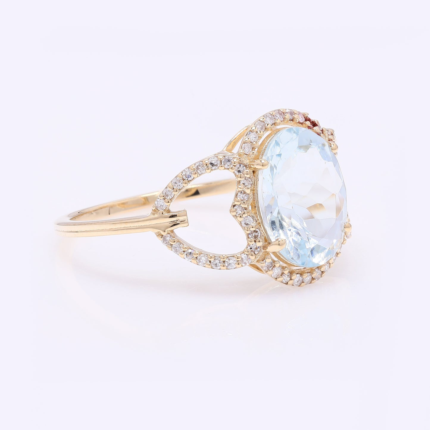 2.32 Ct Oval Mixed Cut Natural Beryl Aquamarine 14K Gold Ring