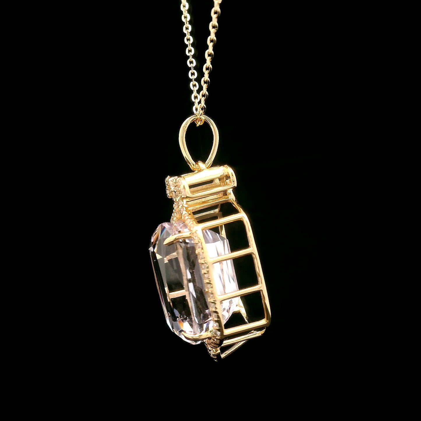 9.35 Ct Cushion Kunzite 14K Gold Pendant