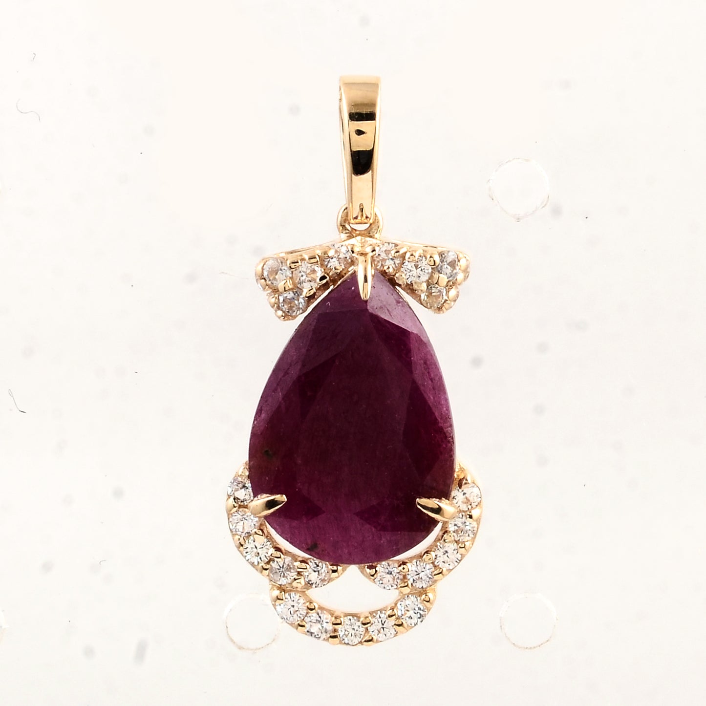 3.71 Ct Pear Ruby 14K Gold Pendant