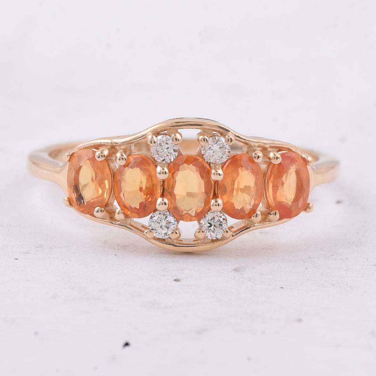 1.12 Ct Oval Natural Orange Sapphire 14K Gold Ring