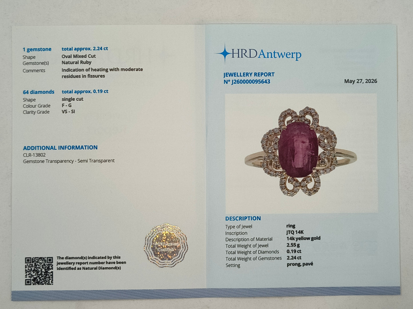 2.43 Ct Oval Mixed Cut Natural Ruby 14K Gold Ring