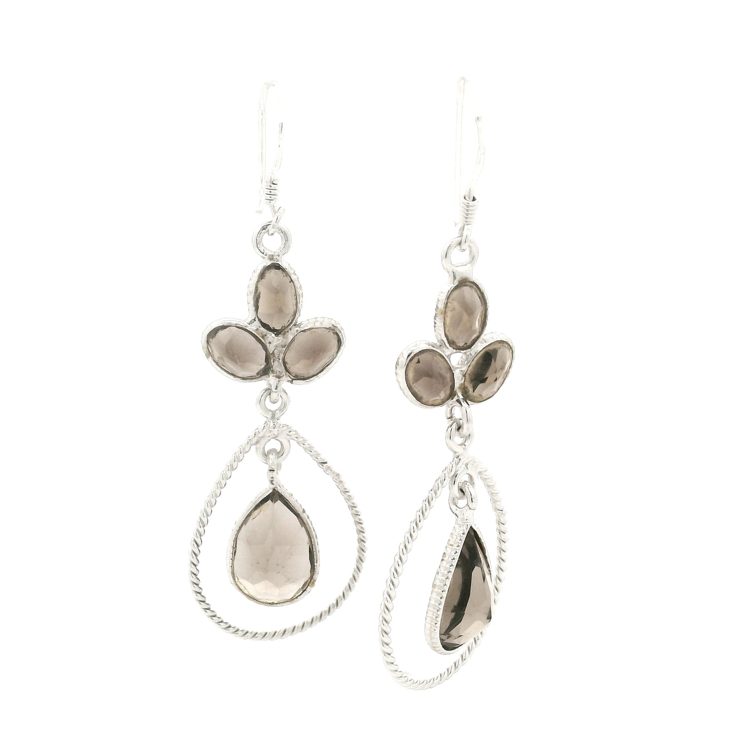10.45 Ct Smoky Quartz 925 Sterling Silver Earrings