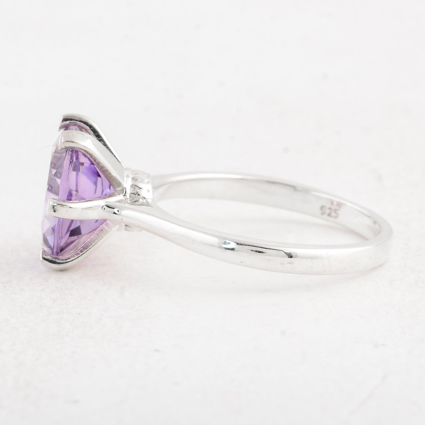 3.12 Ct Round Amethyst 925 Sterling Silver Ring