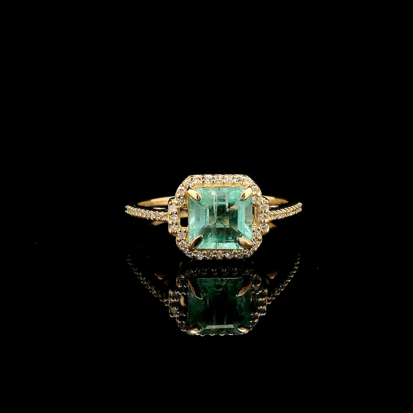 1.35 Ct Octagon Step Cut Natural Emerald 14K Gold Ring