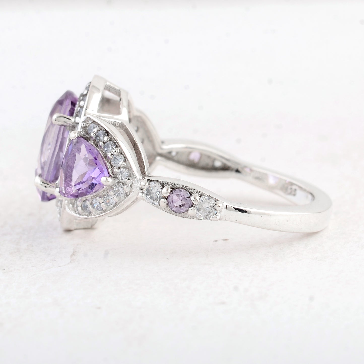 4.42 Ct Oval Amethyst 925 Sterling Silver Ring
