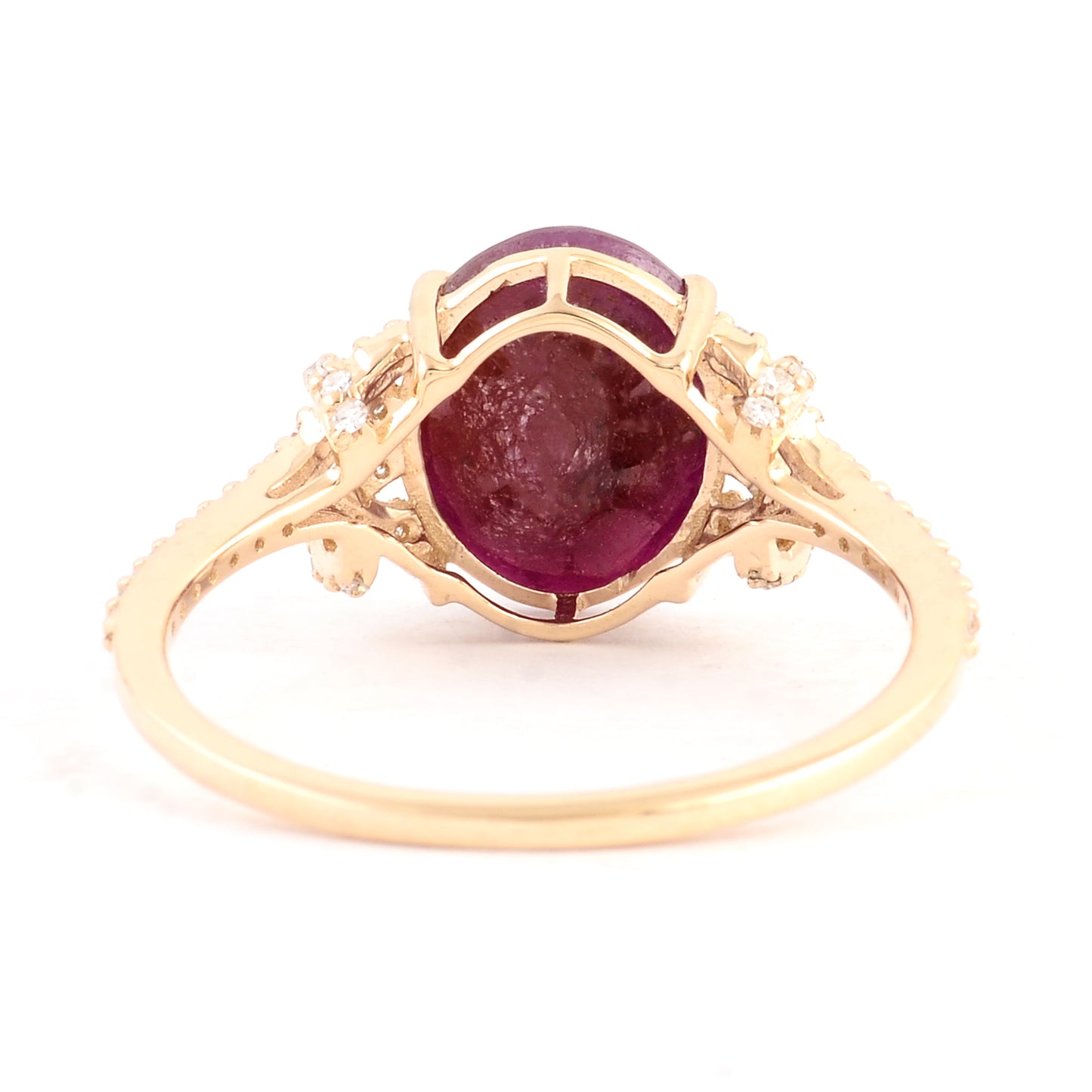 2.70 Ct Oval Mixed Cut Natural Corundum Ruby 14K Gold Ring