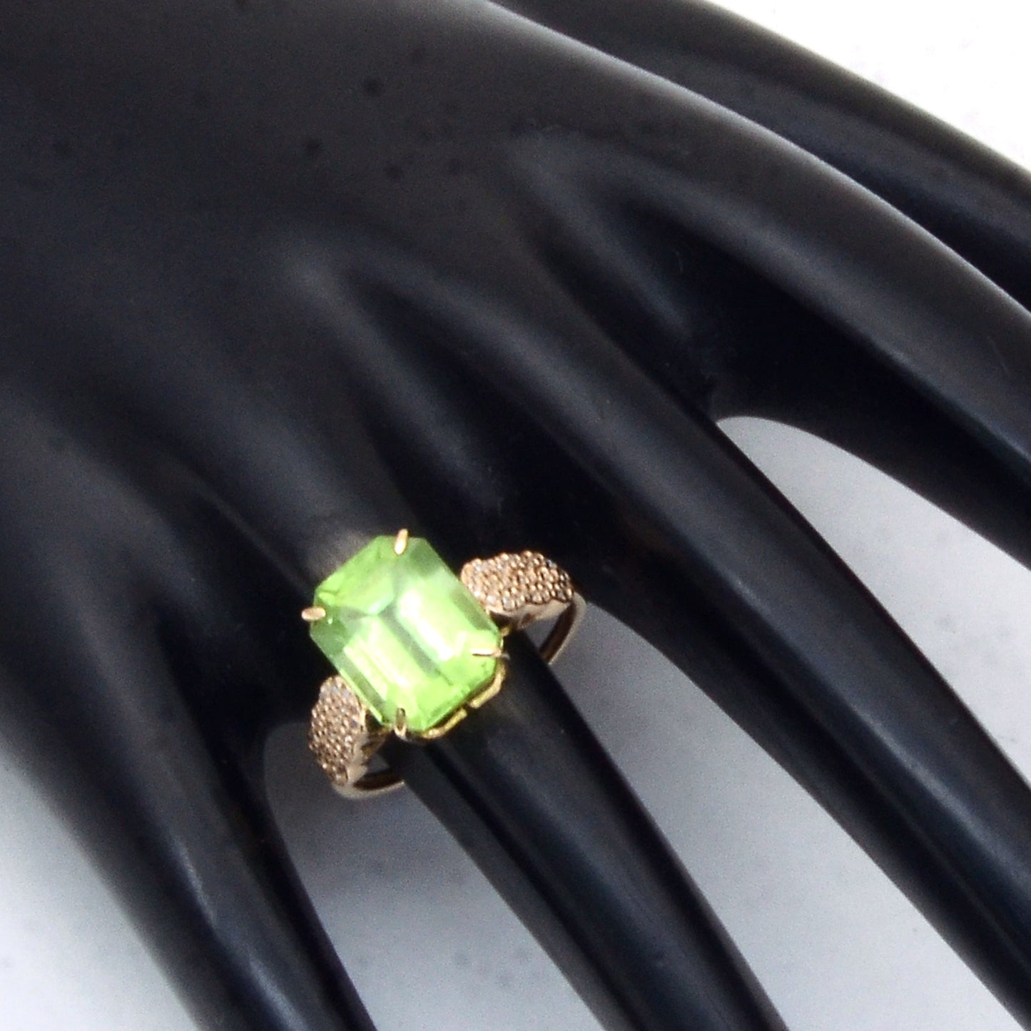 5.87 Ct Octagon Step Cut Natural Peridot 14K Gold Ring
