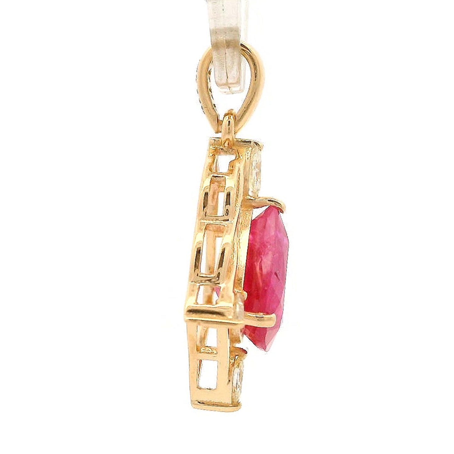2.01 Ct Pear Ruby 14K Gold Pendant