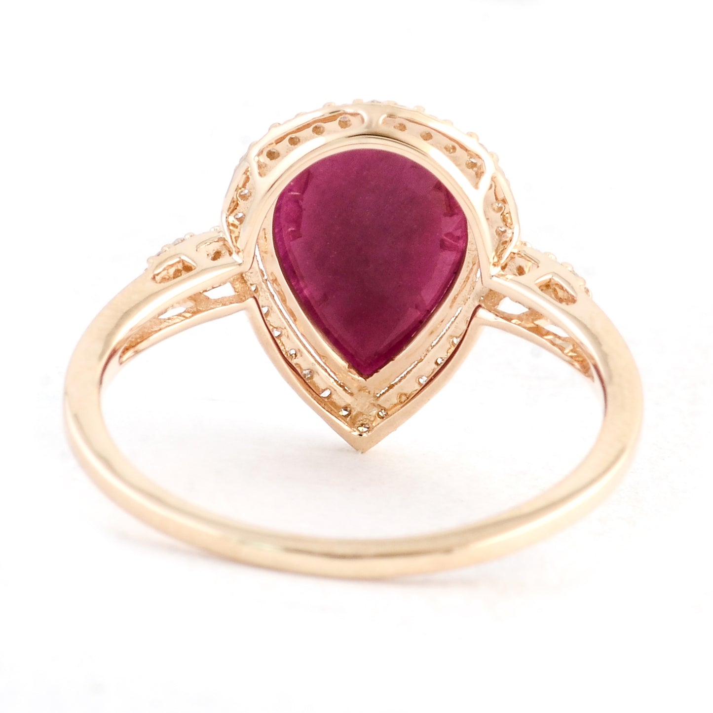 2.10 Ct Pear Mixed Cut Natural Corundum Ruby 14K Gold Ring