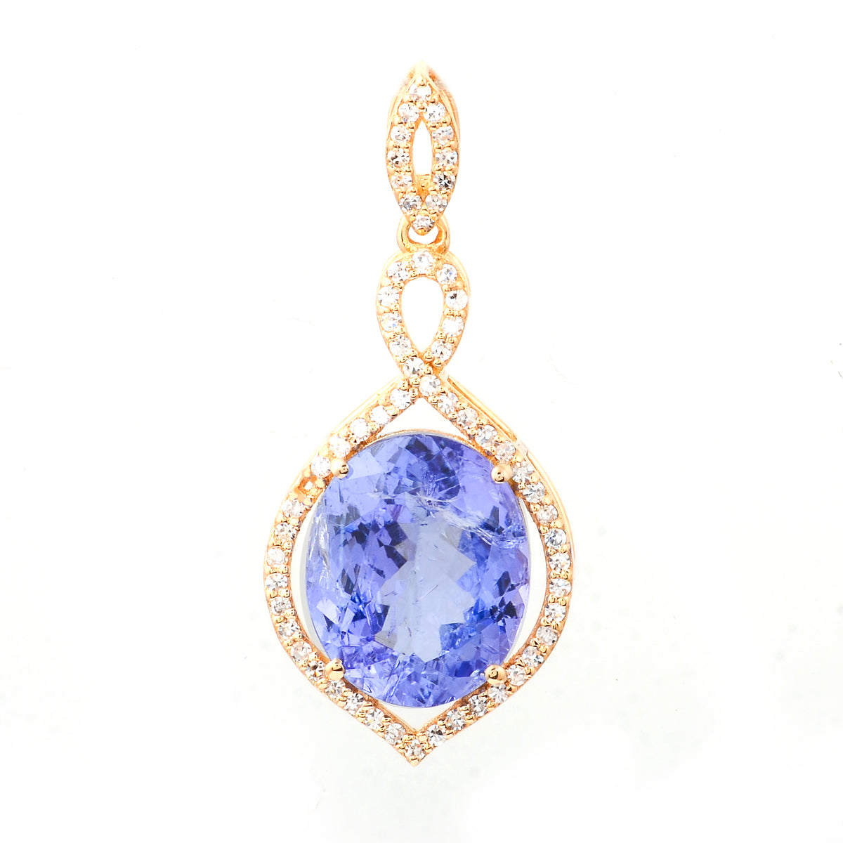 4.21 Ct Oval Mixed Cut Natural Tanzanite 14K Gold Pendant