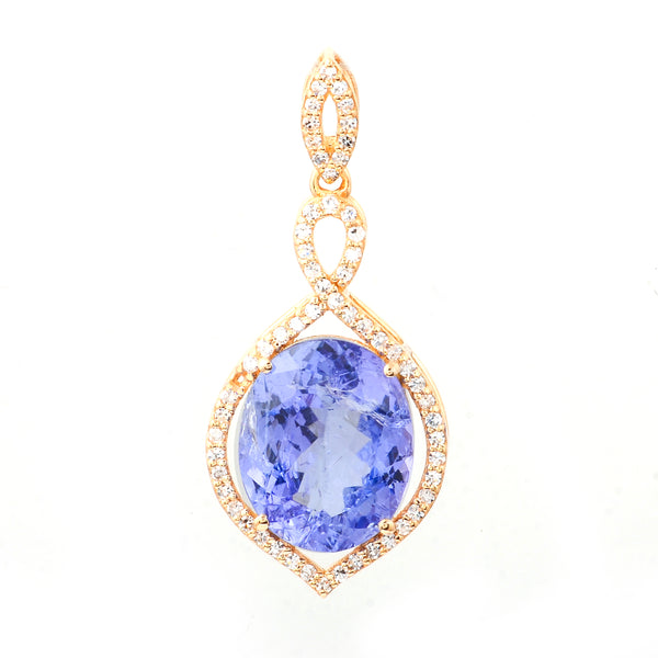 4.21 Ct Oval Mixed Cut Natural Tanzanite 14K Gold Pendant