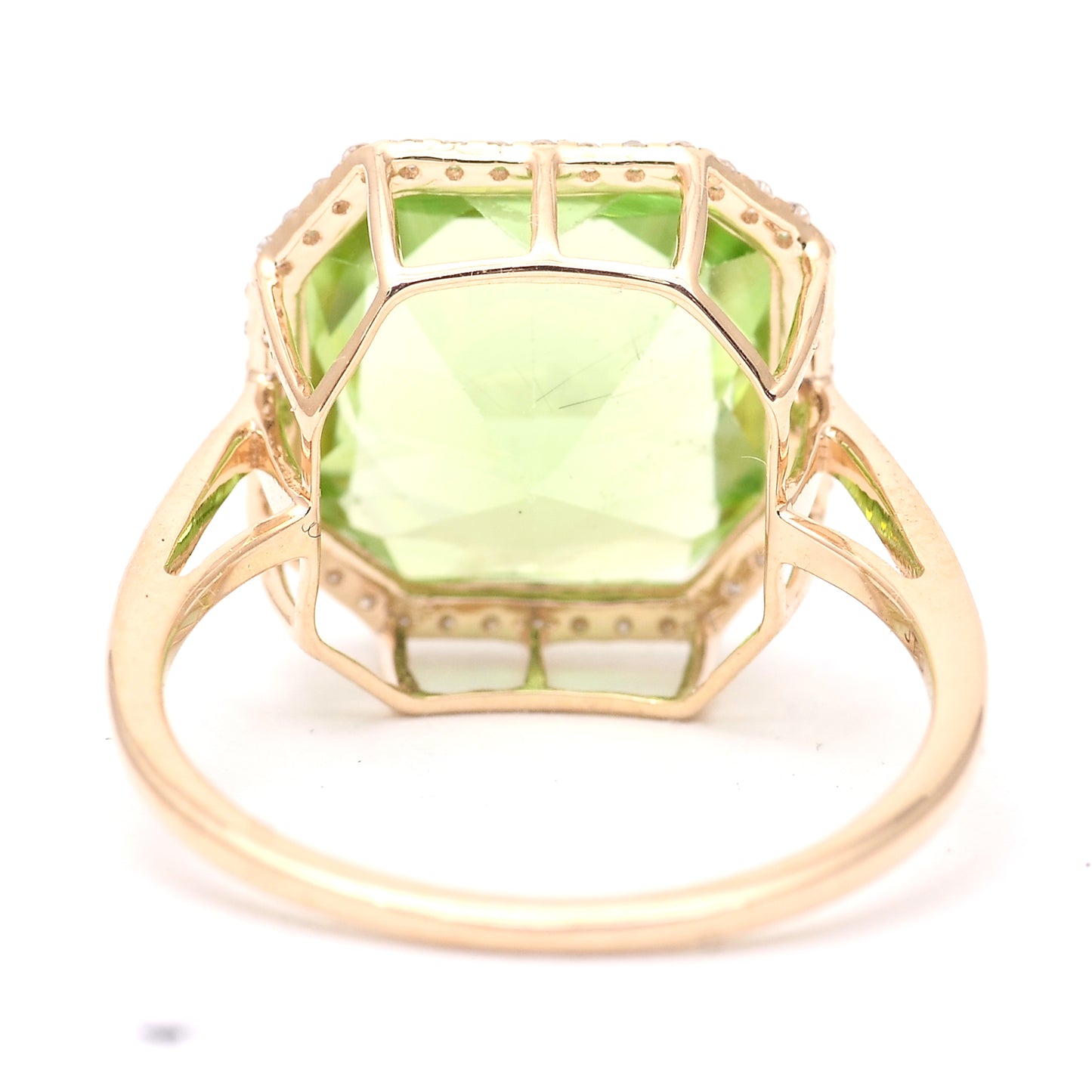 6.61 Ct Octagon Step Cut Natural Peridot 14K Gold Ring