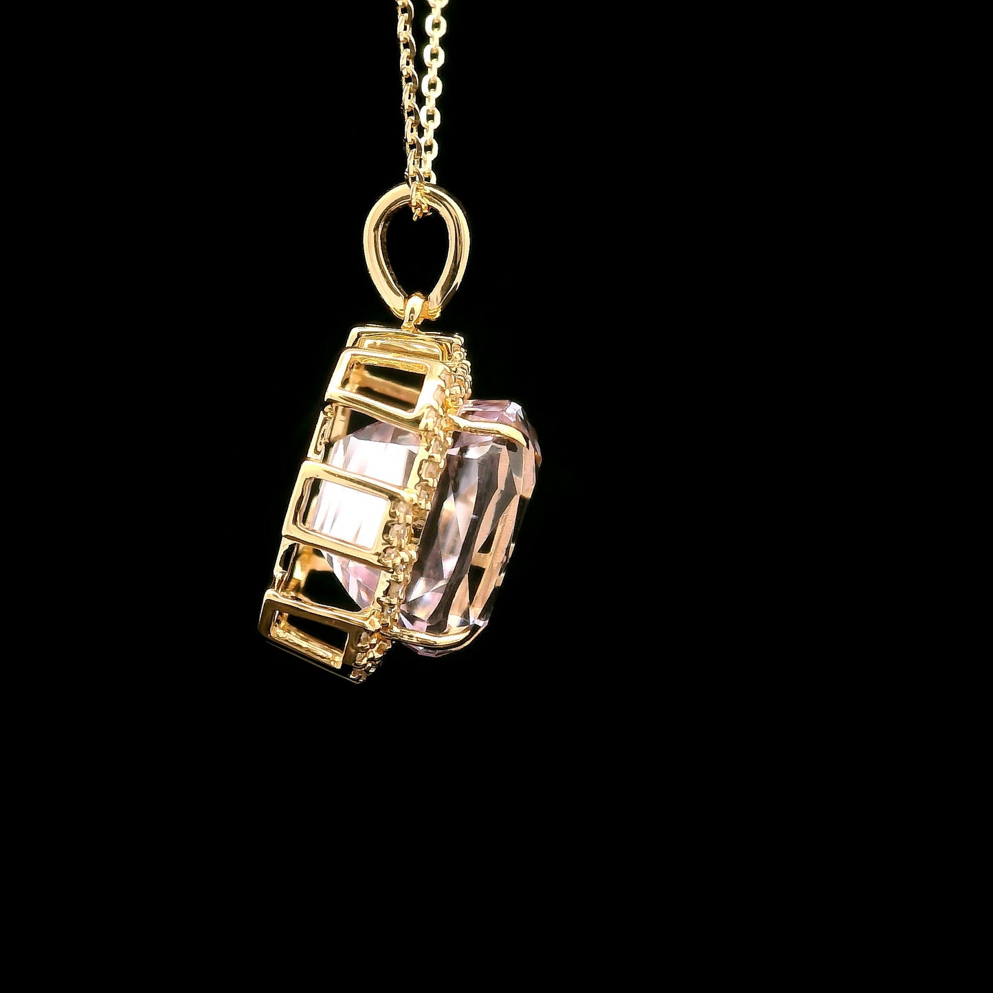 8.28 Ct Cushion Kunzite 14K Gold Pendant
