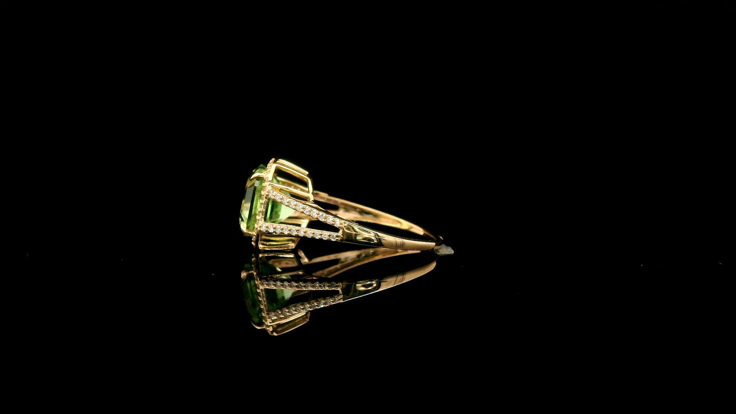 4.30 Ct Octagon Natural Eridot 14K Gold Ring
