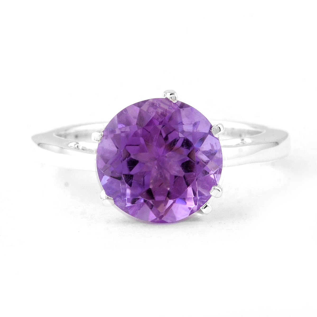 3.46 Ct Round Amethyst 925 Sterling Silver Ring