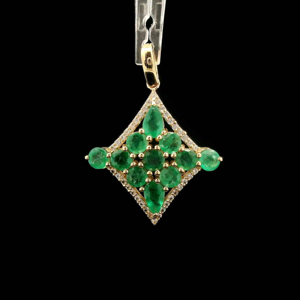 1.70 Ct Pear Emerald 14K Gold Pendant