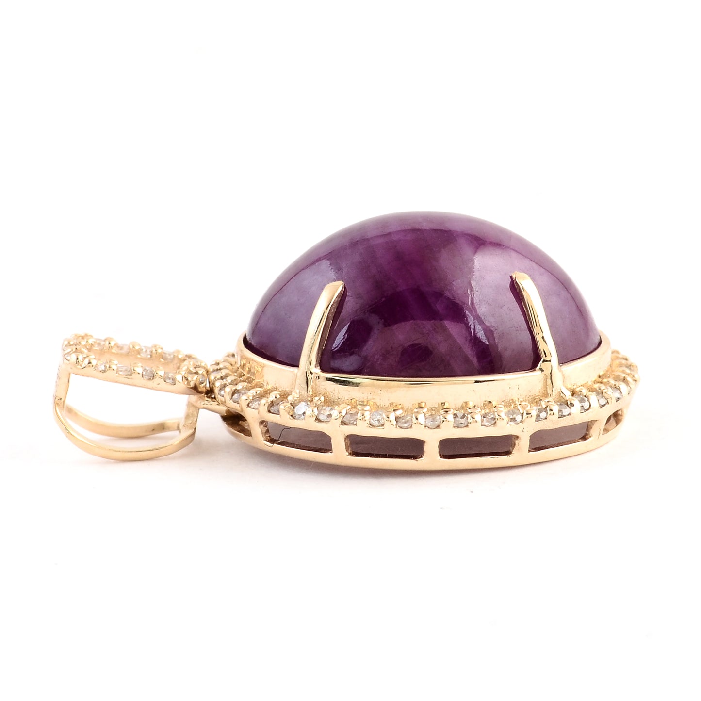 12.41 Ct Oval Cabochon Natural Corundum Ruby 14K Gold Pendant