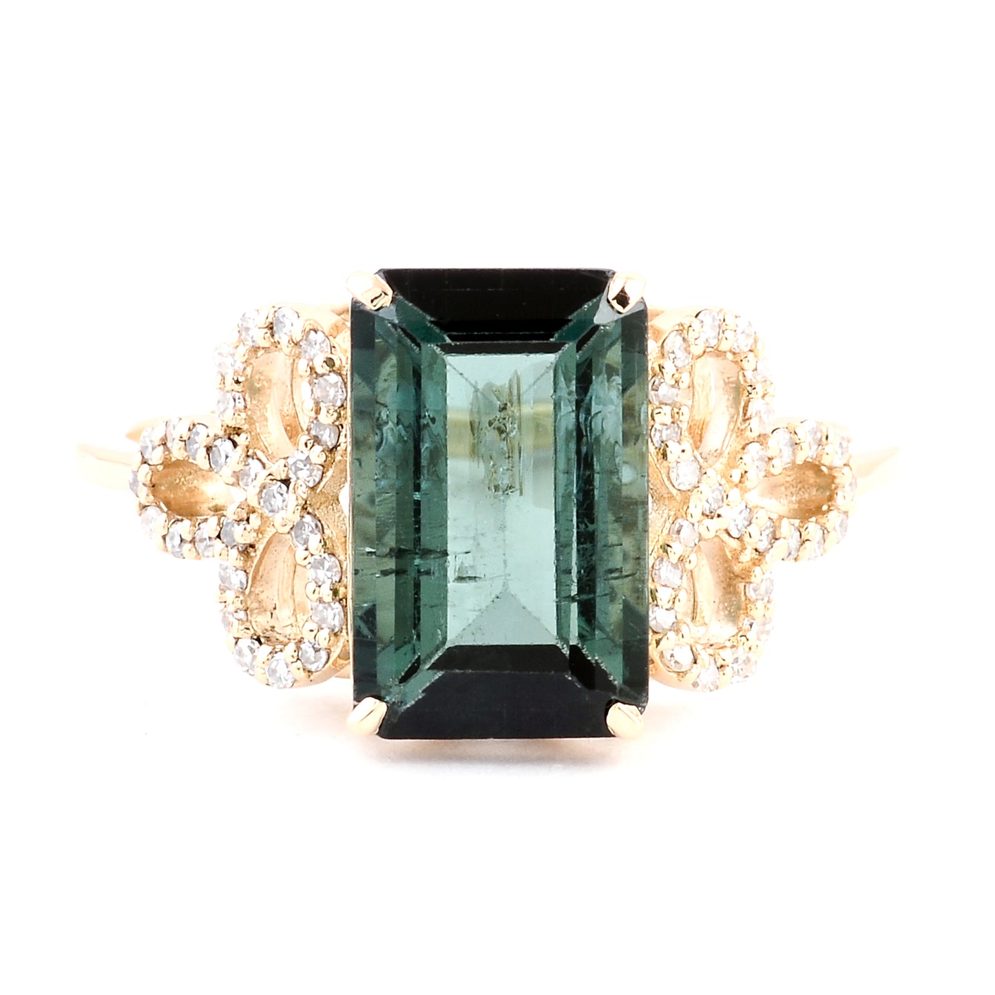 3.10 Ct Emerald Cut Natural Tourmaline 14K Gold Ring