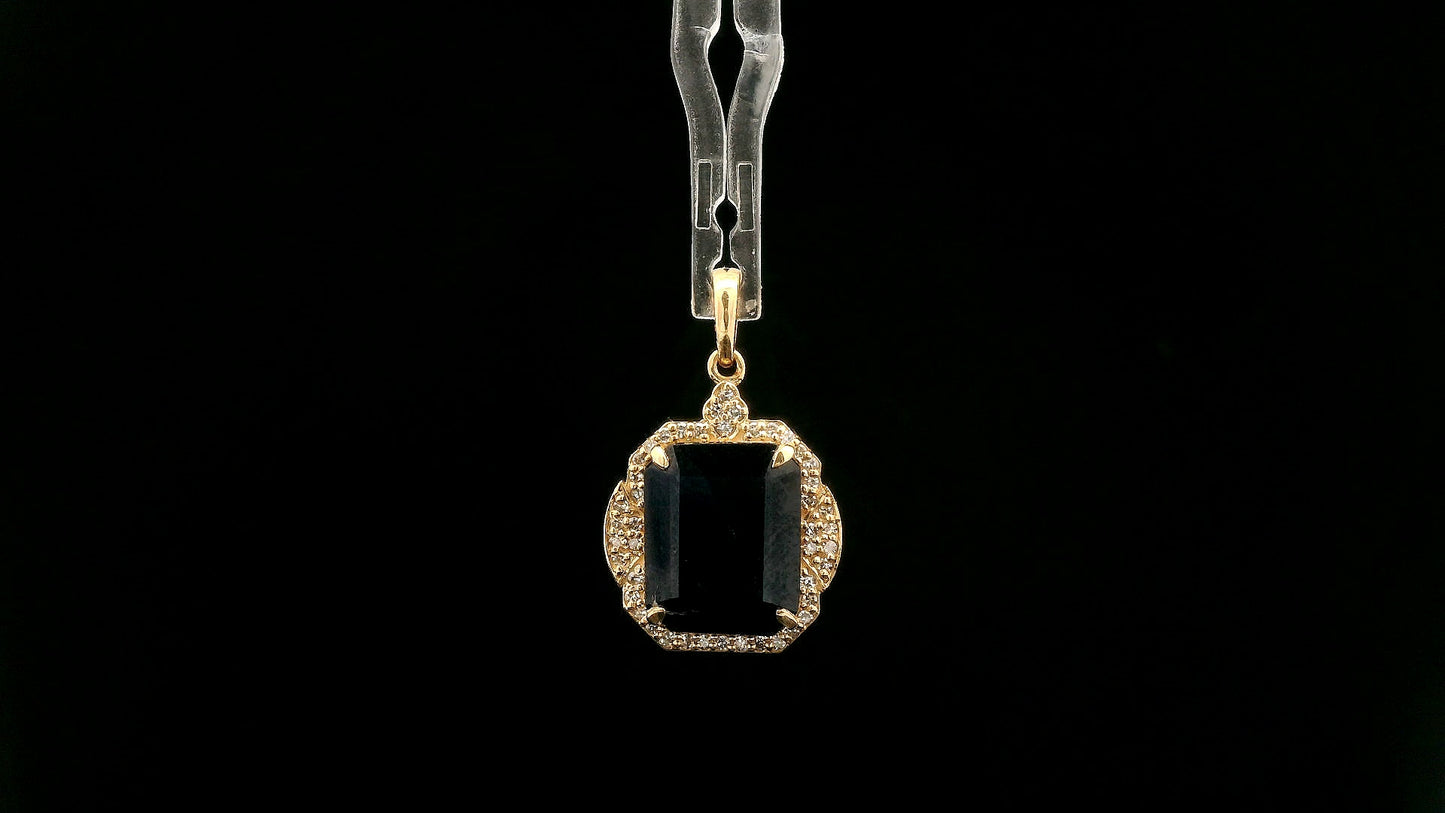4.36 Ct Octagon Natural Sapphire 14K Gold Pendant