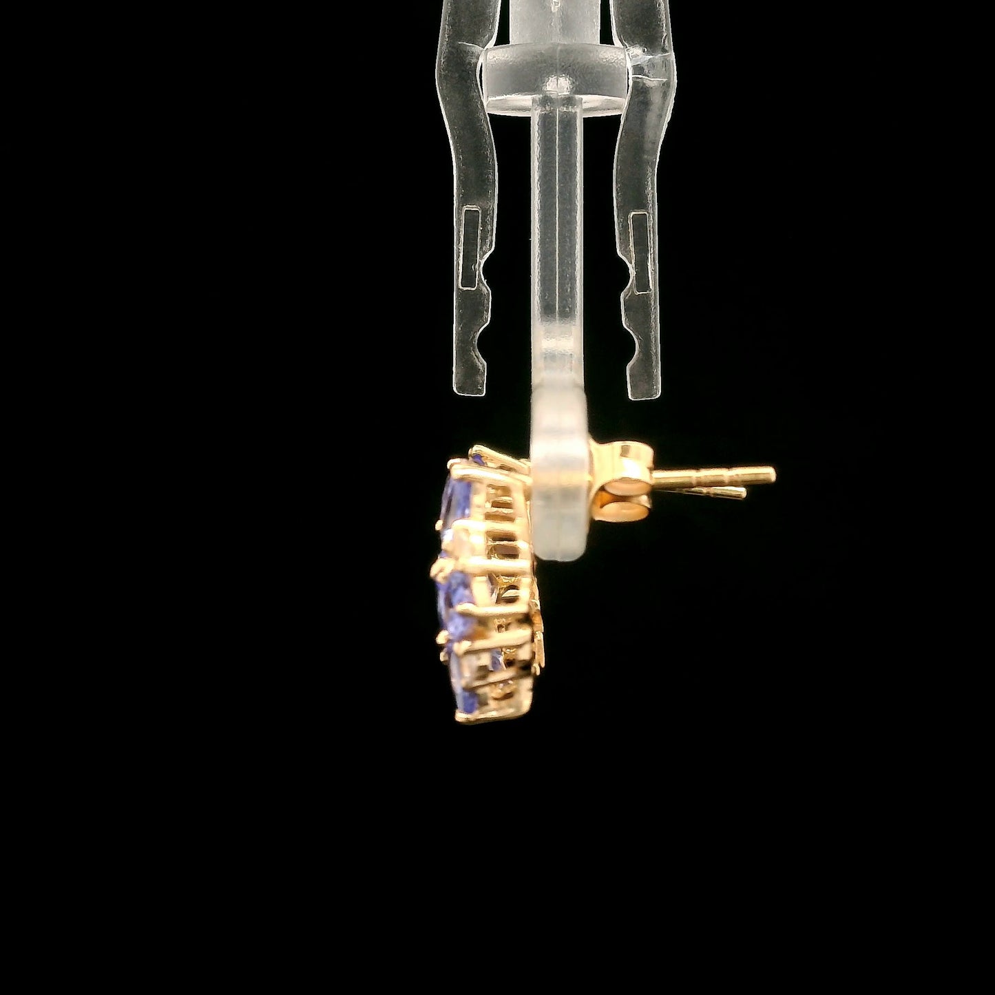 2.95 Ct Trillion Tanzanite 14K Gold Earrings