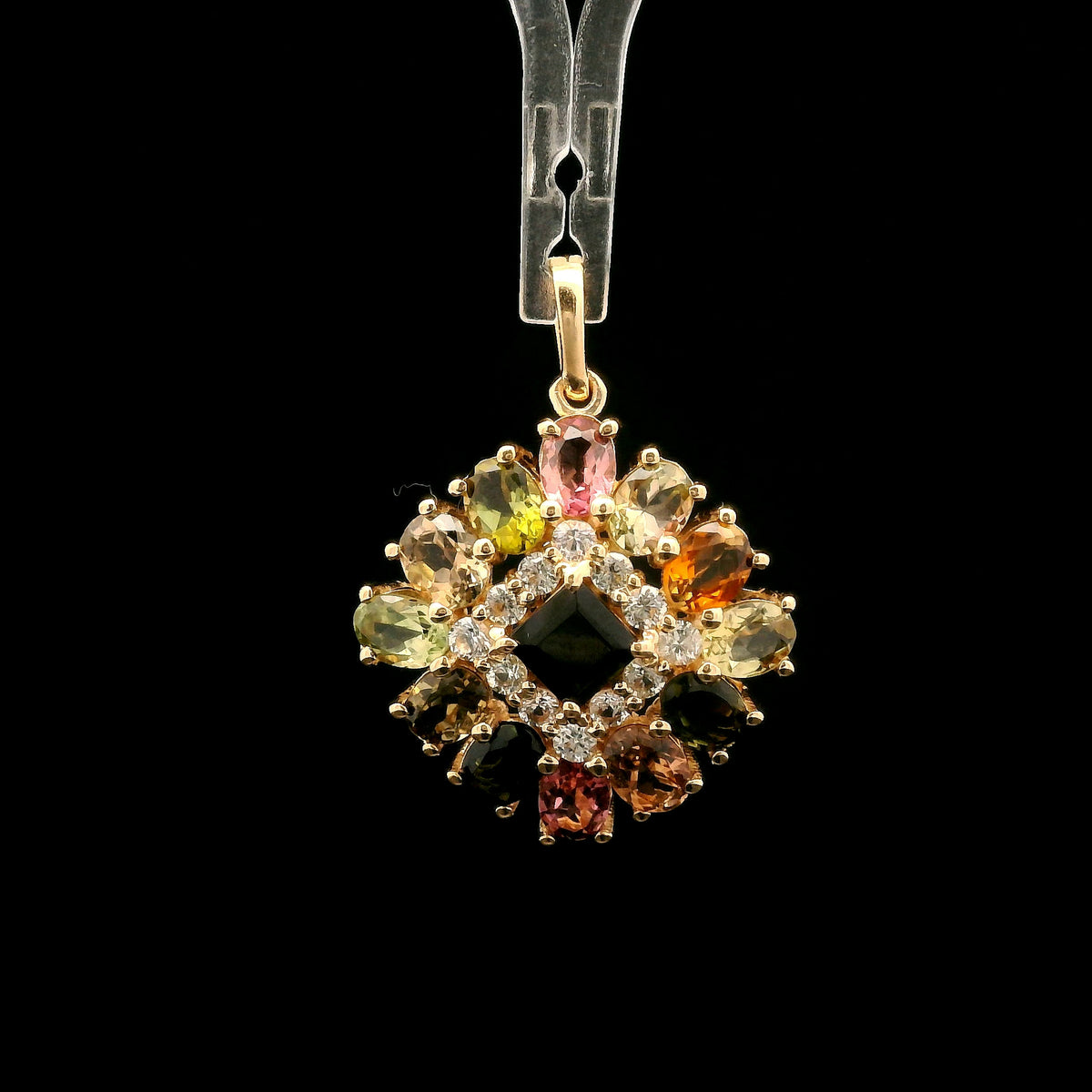 2.58 Ct Square Tourmaline 14K Gold Pendant