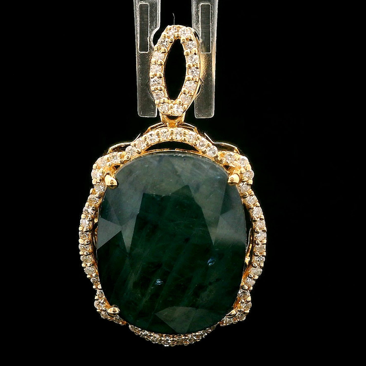 11.13 Ct Cushion Mixed Cut Natural Sapphire 14K Gold Pendant
