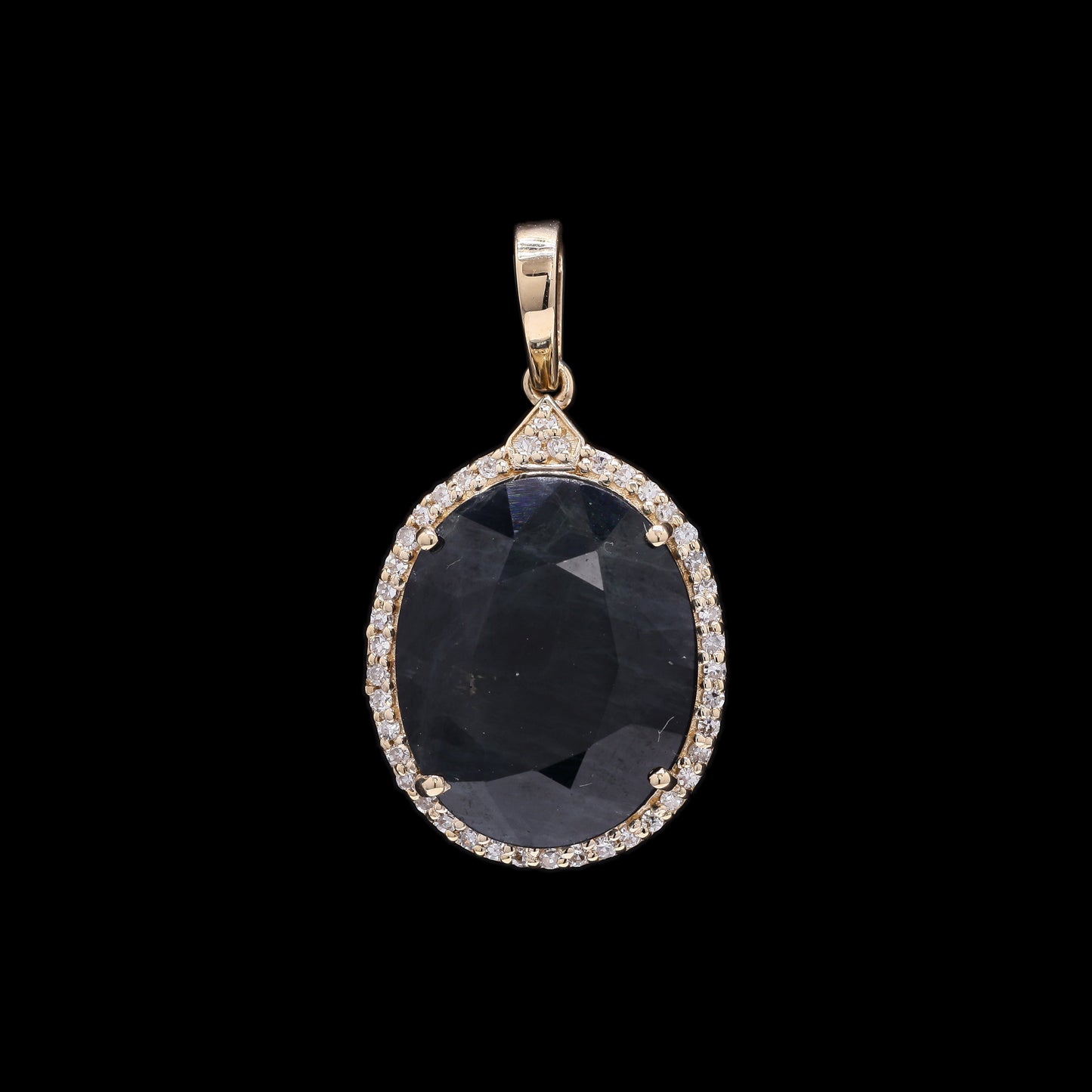 8.52 Ct Oval Mixed Cut Natural Sapphire 14K Gold Pendant