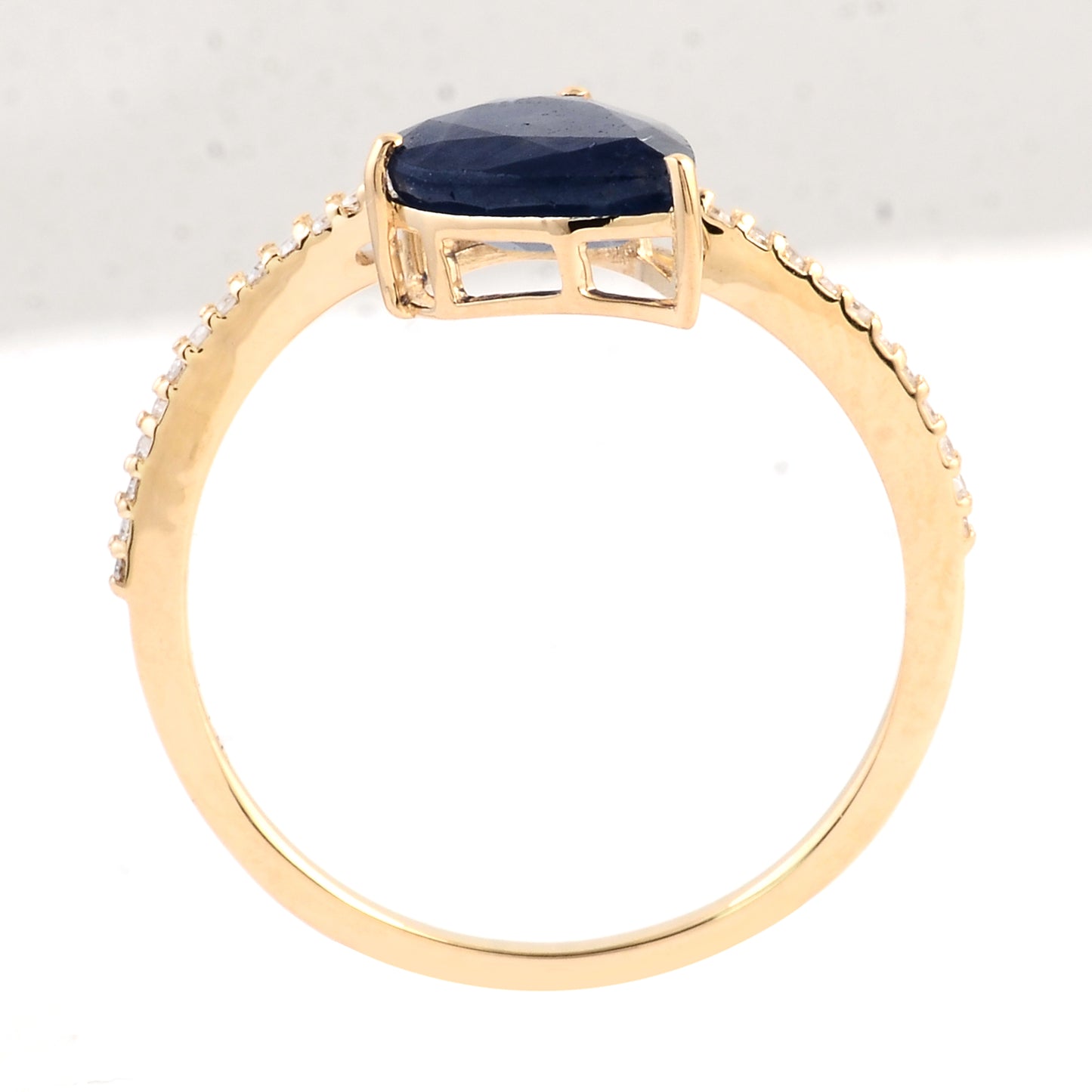 1.91 Ct Pear Mixed Cut Natural Corundum Sapphire 14K Gold Ring