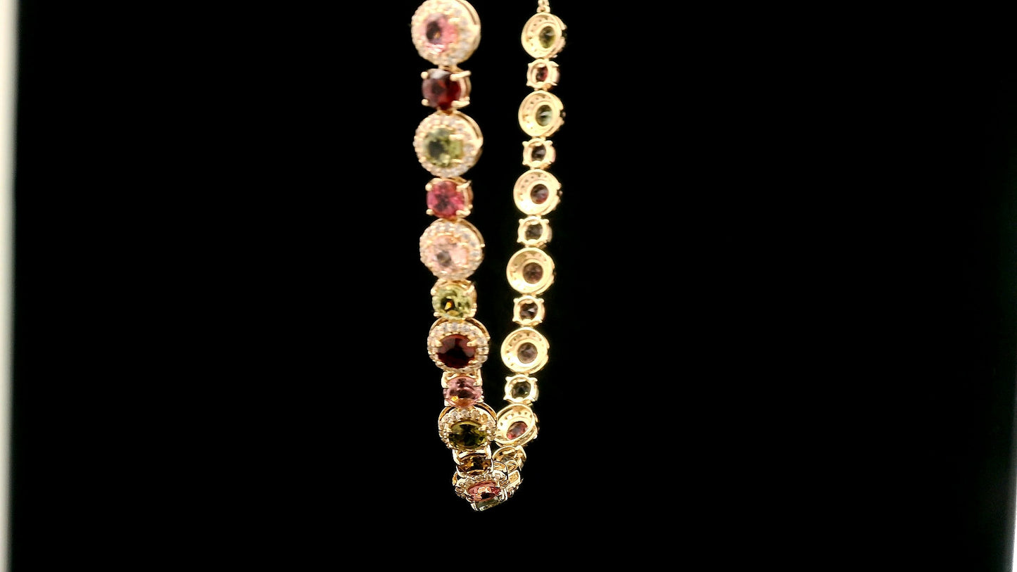 7.39 Ct Round Tourmaline 14K Gold Necklace