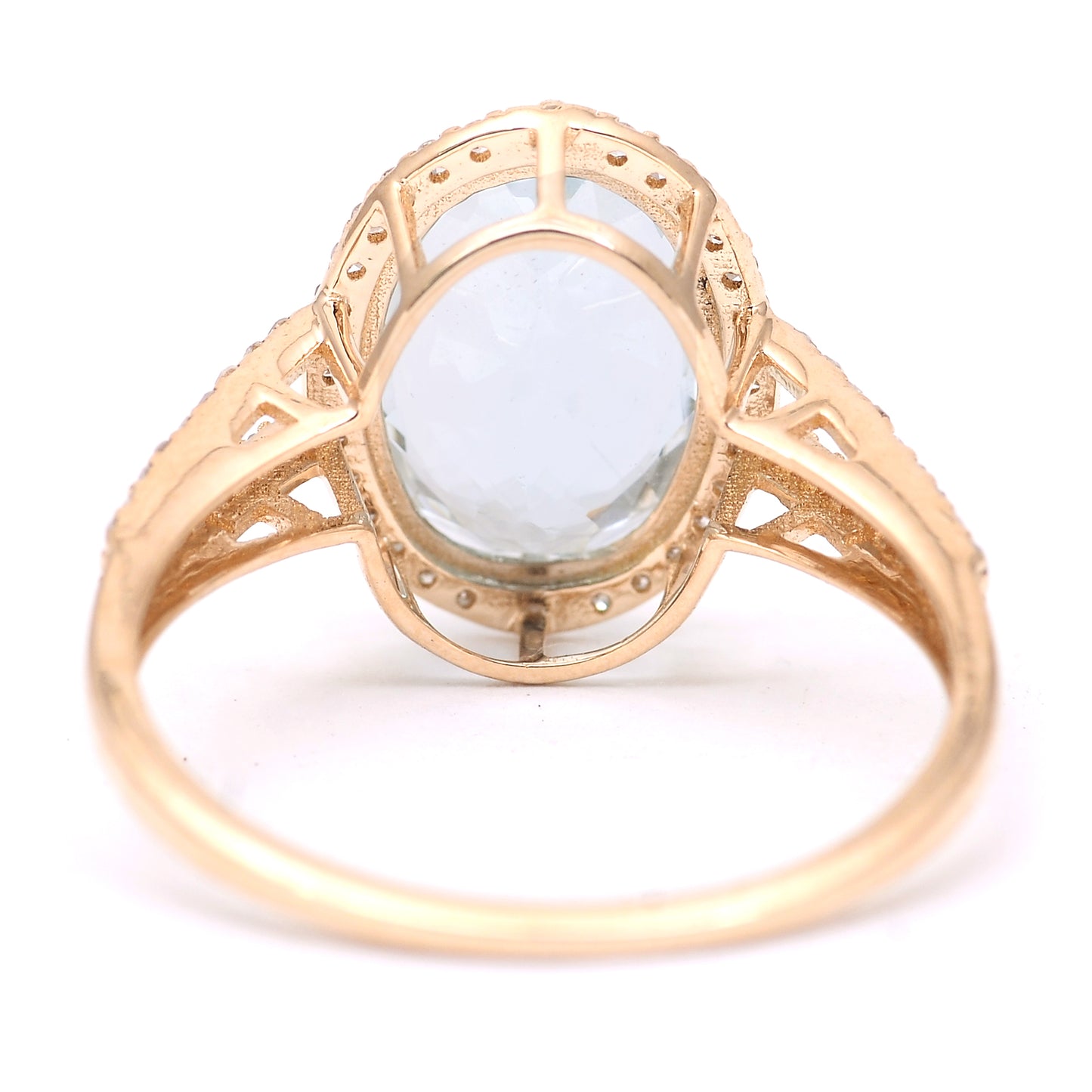 3.15 Ct Oval Mixed Cut Natural Aquamarine 14K Gold Ring