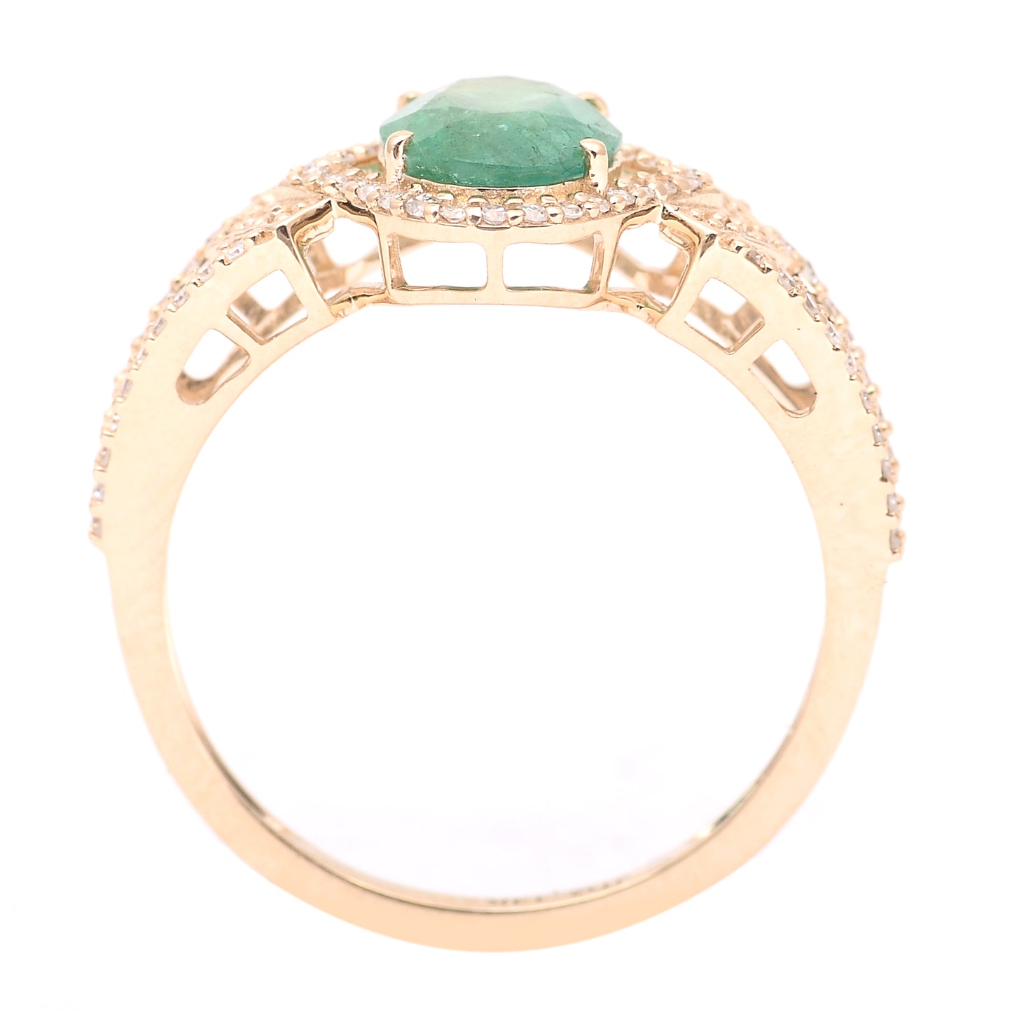 1.46 Ct Oval Mixed Cut Natural Emerald 14K Gold Ring