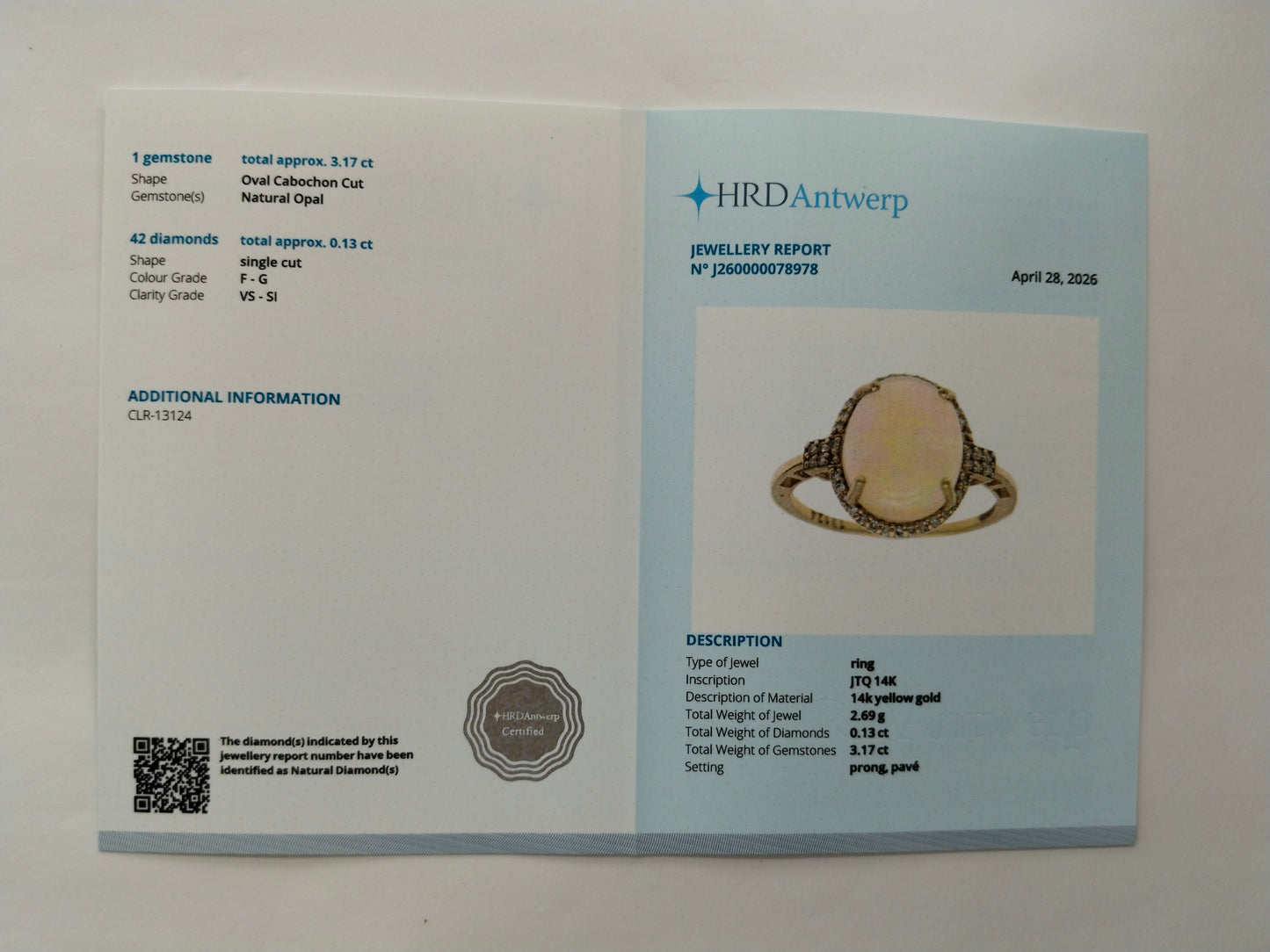 3.30 Ct Oval Cabochon Cut Natural Opal 14K Gold Ring