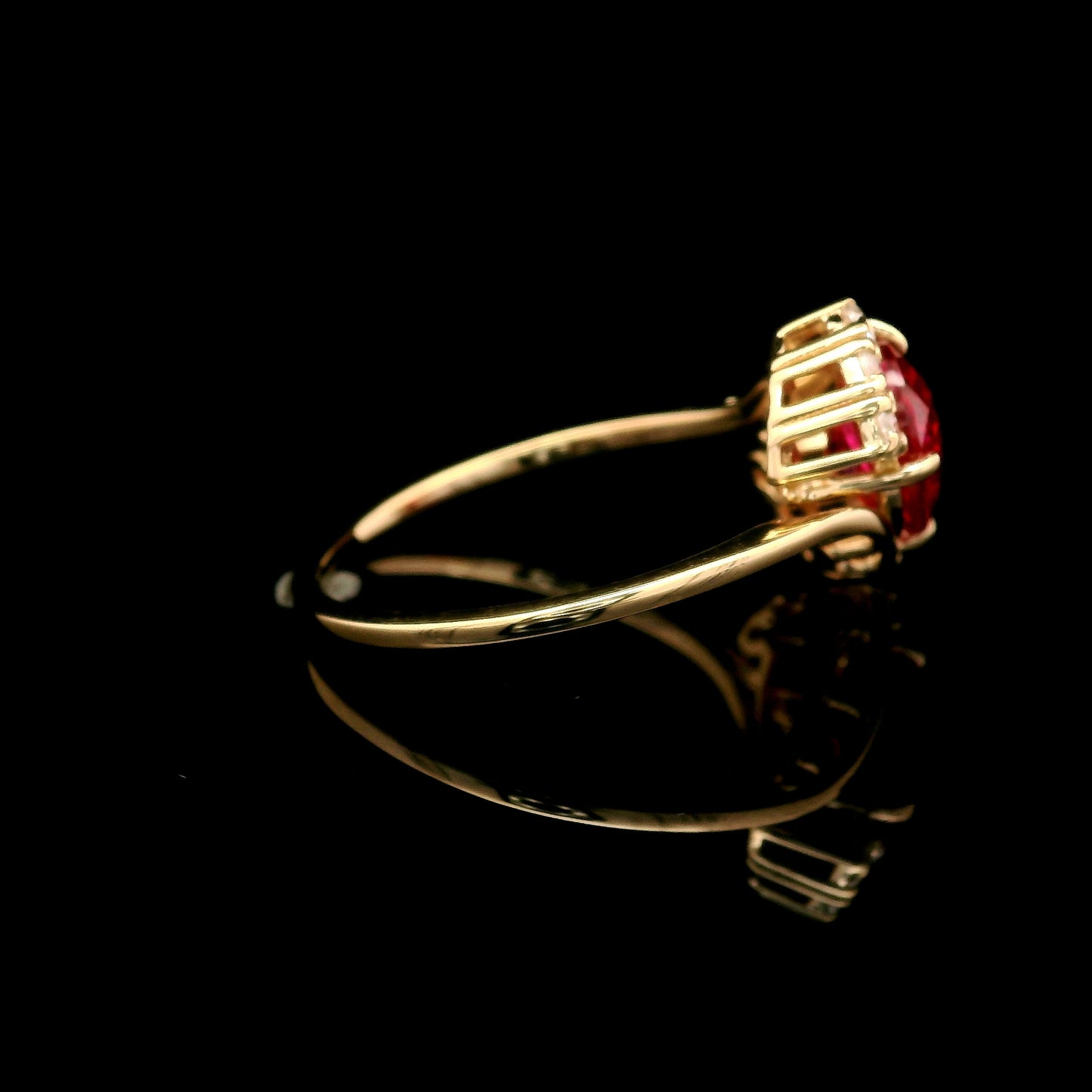 2.37 Ct Oval Mixed Cut Lab Grown Ruby 14K Gold Ring