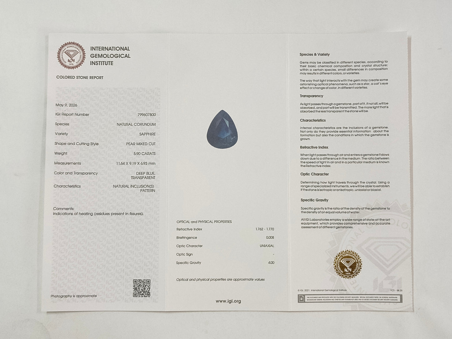 5.9 Natural Corundum Sapphire Pear Mixed Cut Gemstone