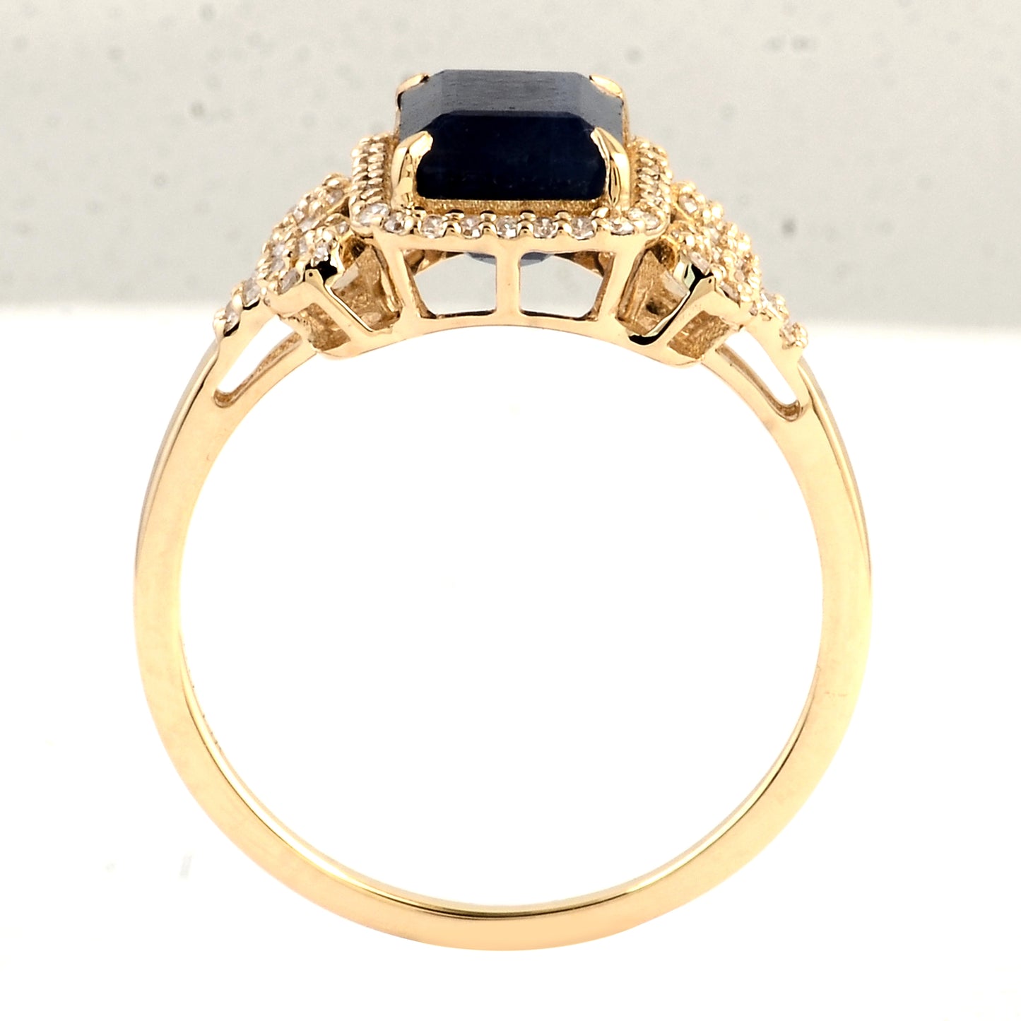2.94 Ct Emerald Cut Natural Corundum Sapphire 14K Gold Ring