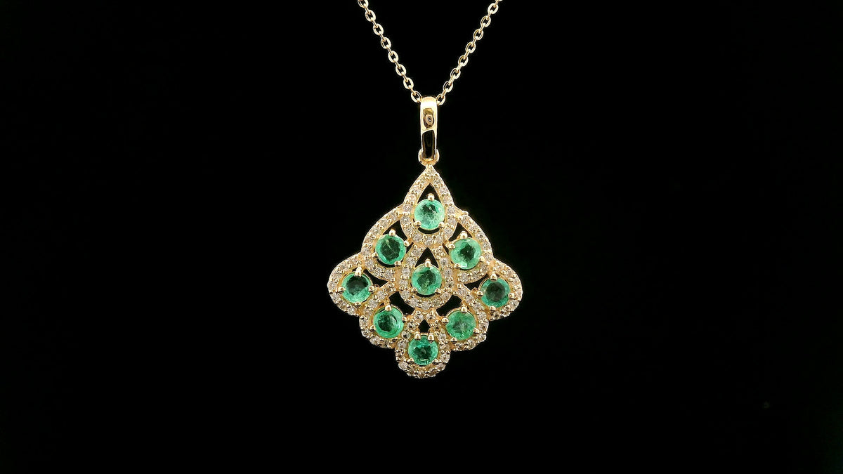 1.28 Ct Round Emerald 14K Gold Pendant