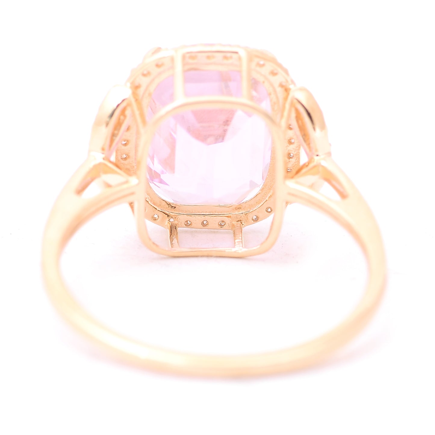 5.59 Ct Cushion Mixed Cut Natural Kunzite 14K Gold Ring