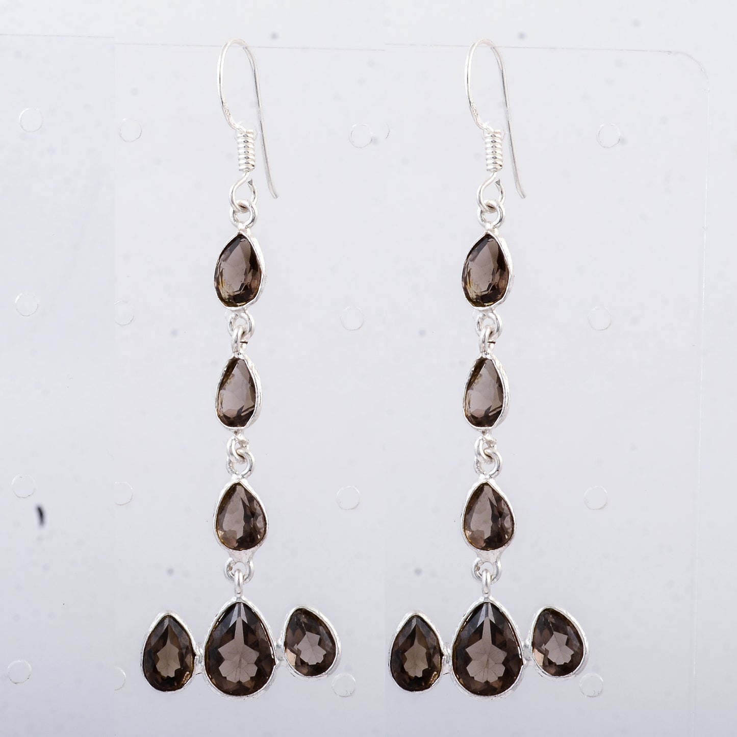 11.08 Ct Smoky Quartz 925 Sterling Silver Earrings