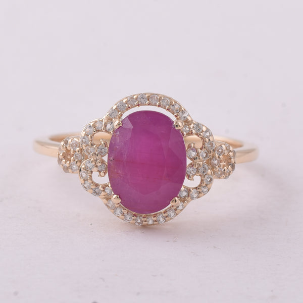 2.50 Ct Oval Ruby 9K Gold Ring