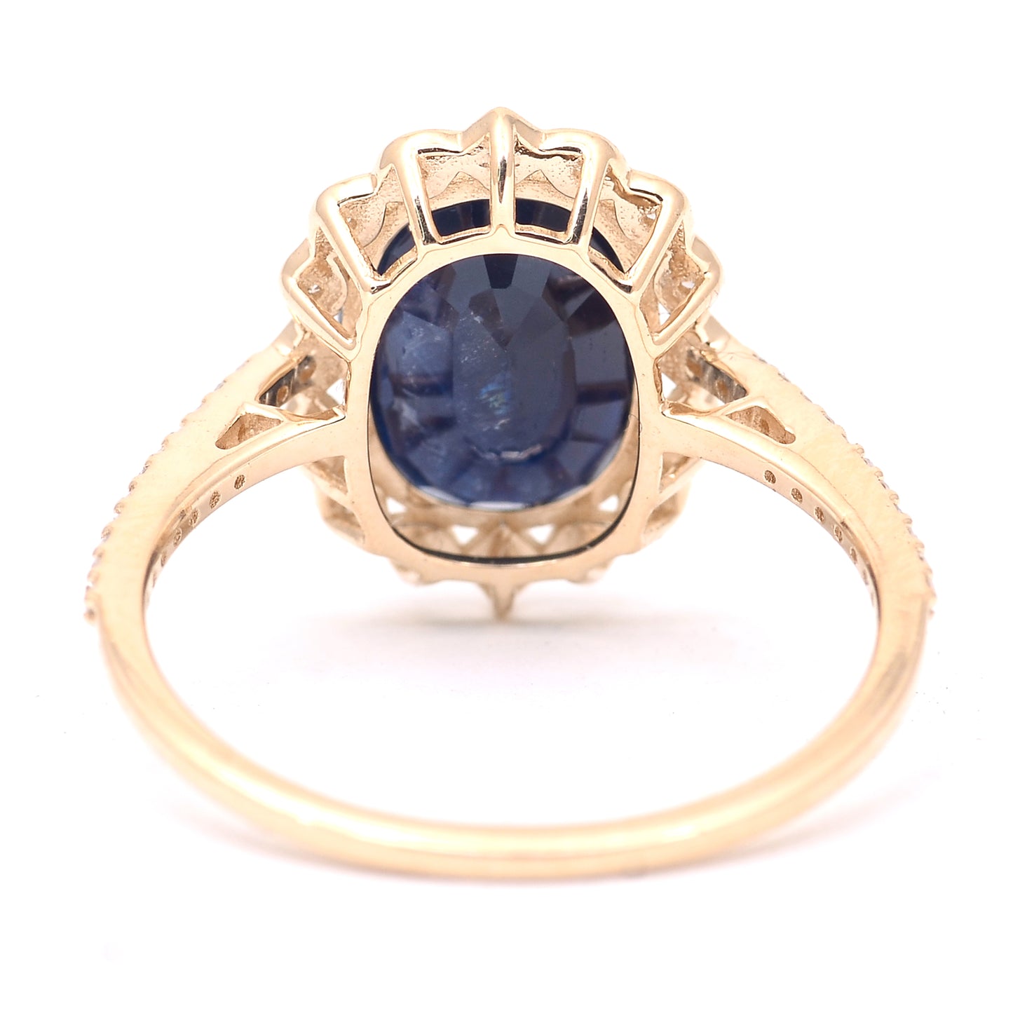 2.98 Ct Oval Mixed Cut Natural Sapphire 14K Gold Ring