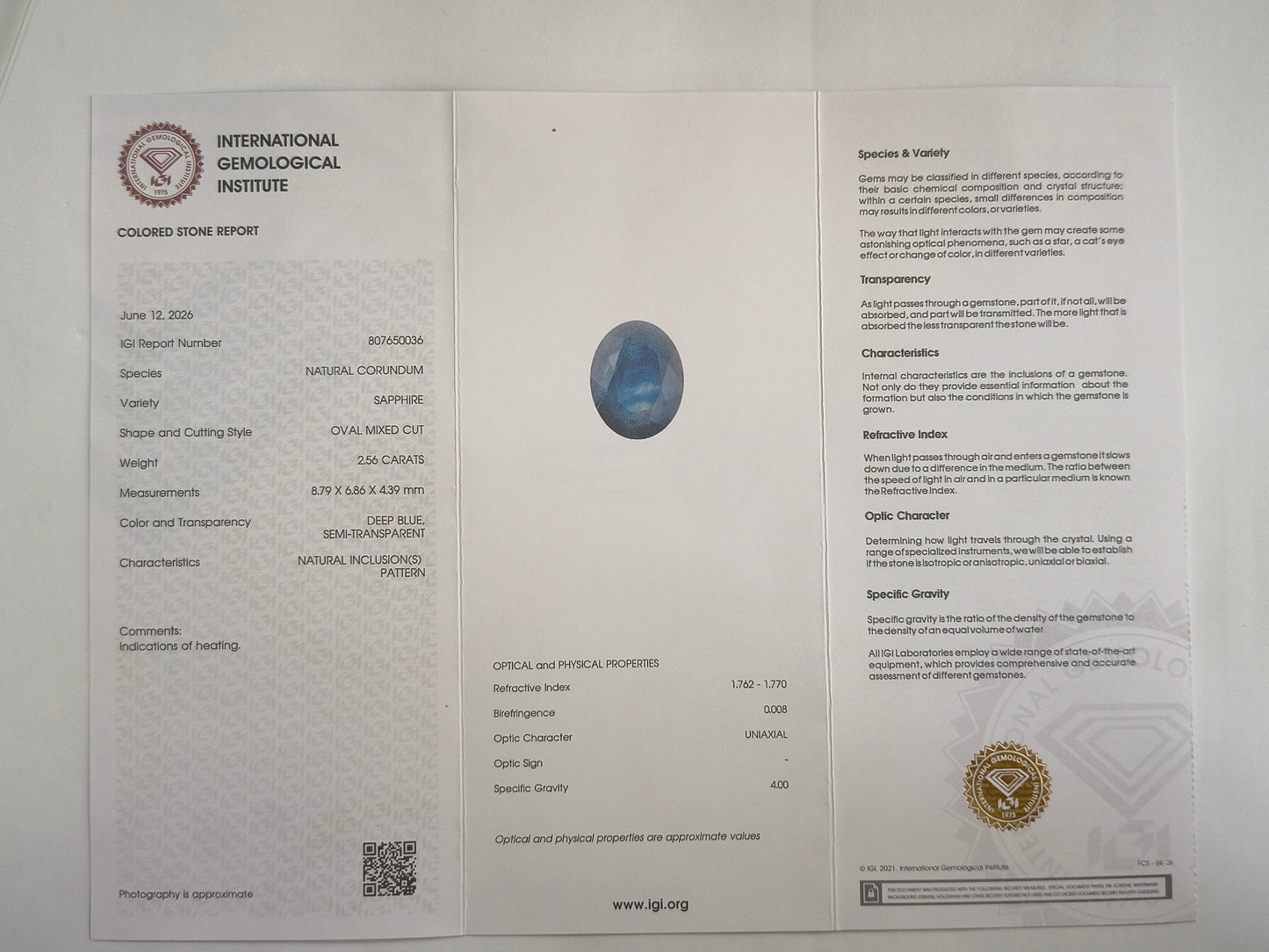 2.56 Natural Corundum Sapphire Oval Mixed Cut Gemstone