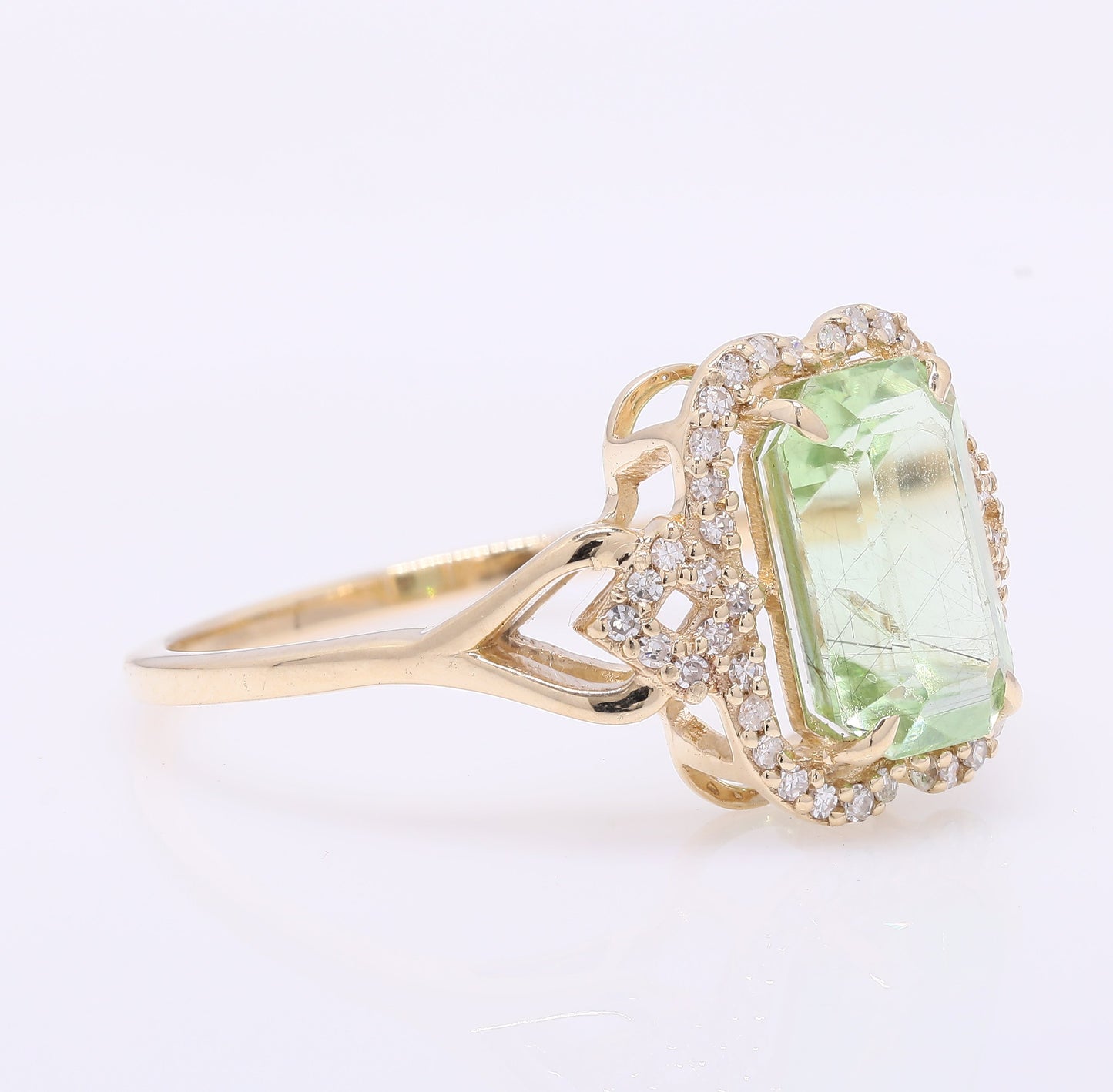 2.58 Ct Octagon Step Cut Natural Peridot 14K Gold Ring
