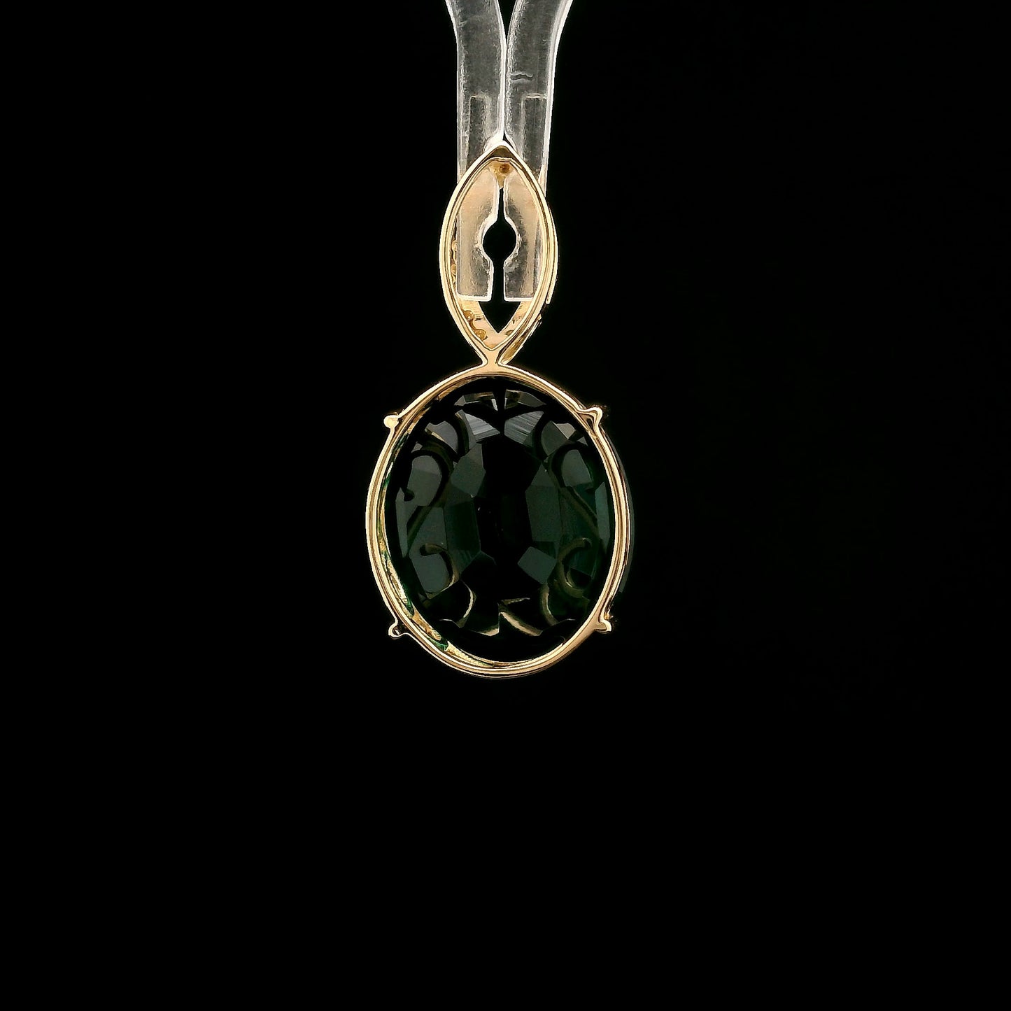 5.43 Ct Oval Mixed Cut Lab Grown Emerald 14K Gold Pendant