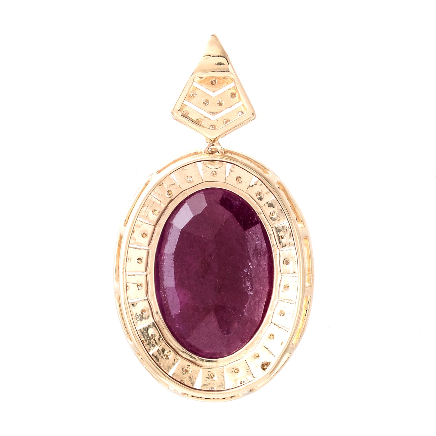 3.75 Ct Oval Mixed Cut Natural Corundum Ruby 14K Gold Pendant