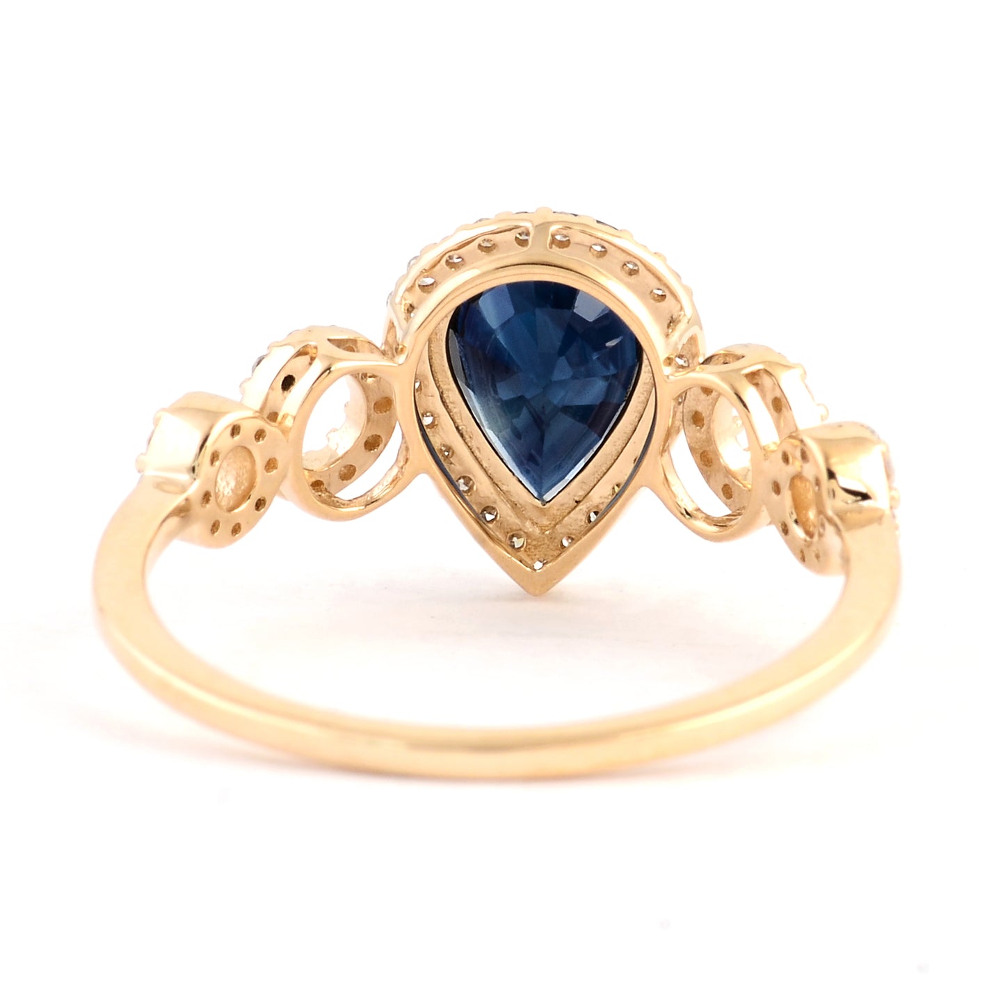 1.67 Ct Pear Mixed Cut Natural Corundum Sapphire 14K Gold Ring