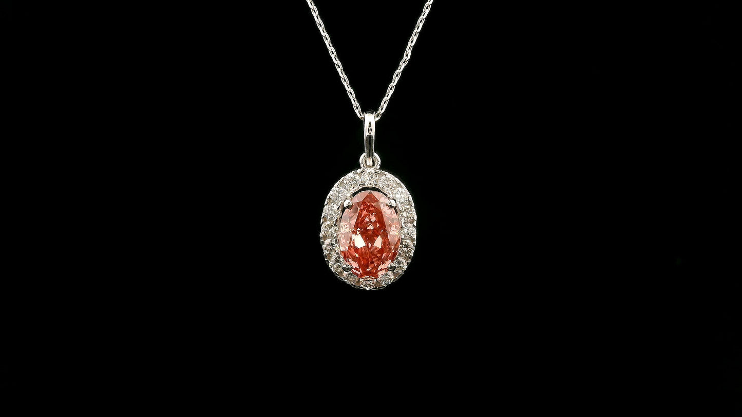 2.45 Carats Pink Lab Grown Diamond 14K Gold Pendant